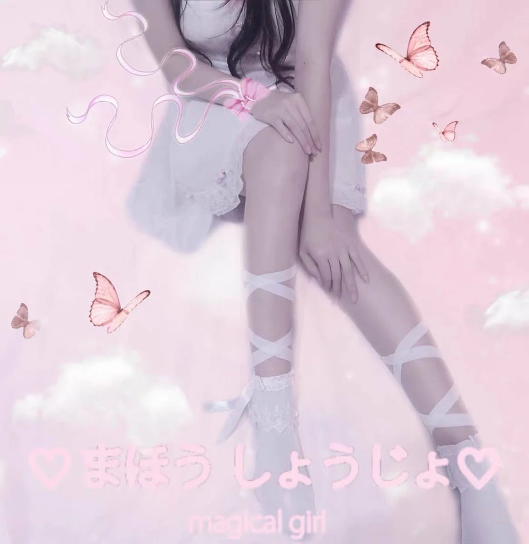 EverythingCuteClub Lingerie + Panties + Sleepwear + Socks White Ribbon Cross Socks 3 EverythingCuteClub Lingerie + Panties + Sleepwear + Socks White Ribbon Cross Socks