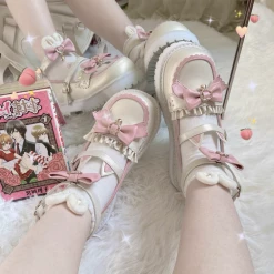 EverythingCuteClub Cats’ Tea Party Lolita Shoes Round Toes