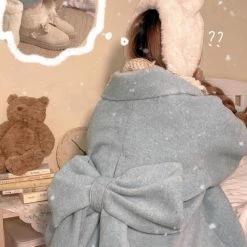 EverythingCuteClub Sweetheart Continent Bowknot Blue Coat