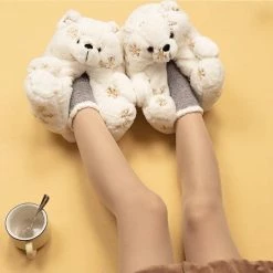EverythingCuteClub Bear Fluffy Slipper Indoor