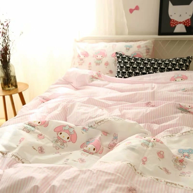 EverythingCuteClub My Melody Pink Bed Linen Duvet Cover Bed Sheet And Pillow Case Bed Linen / Bedding Sets 6 EverythingCuteClub My Melody Pink Bed Linen Duvet Cover Bed Sheet And Pillow Case Bed Linen / Bedding Sets