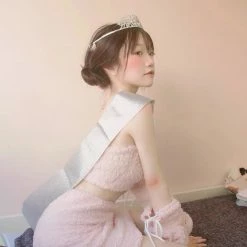 EverythingCuteClub Fleece 3pc Set Tube Top Skirt Oversleeve