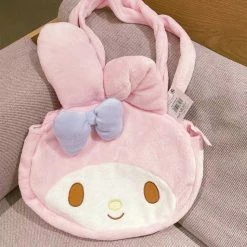 EverythingCuteClub Fleece Kuromi Pom Pom Purin Hellokitty Cinnamoroll My Melody Bag