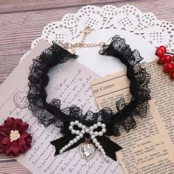 EverythingCuteClub Accessories Black Lace Choker Handmade