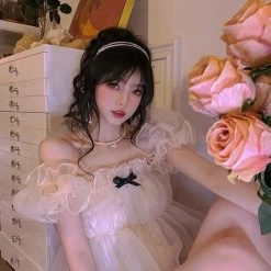 EverythingCuteClub Top Puff Cloud Off-shoulder Blouse