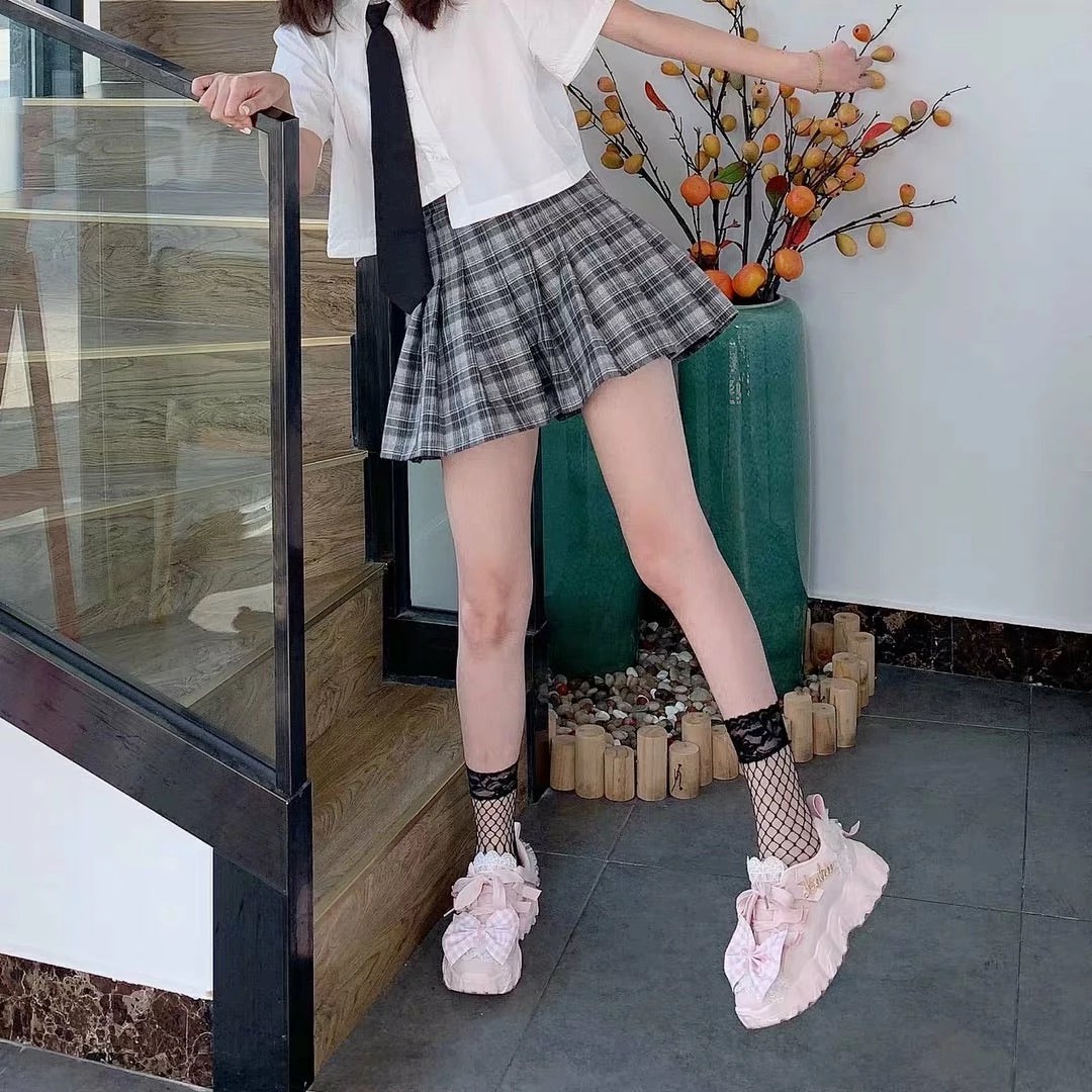 EverythingCuteClub Sweet Lolita Pink Sneakers Handcrafted 8 EverythingCuteClub Sweet Lolita Pink Sneakers Handcrafted