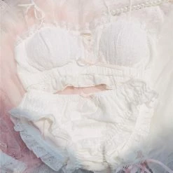 EverythingCuteClub French Style Retro Girly Lace Ribbon Bralette Bra Sets