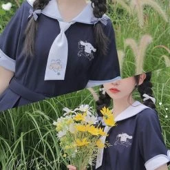 EverythingCuteClub Dress + Rompers Pre-order Sanrio Collaboration 2021 SS Cinnamoroll Short Sleeve Seifuku Dress