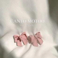 EverythingCuteClub Pink / Black Bow Earrings / Ear Clips