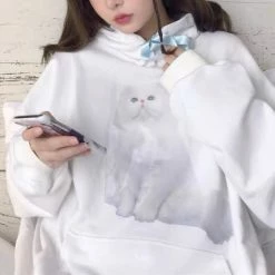 EverythingCuteClub Soft Kitty Pull Over / With Fur Oversized Top