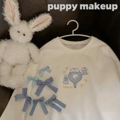 EverythingCuteClub Puppy Makeup Sweatshirt Top