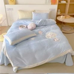 EverythingCuteClub Bed Linen / Bedding Sets Cream Yellow / Baby Blue/ Baby Pink Merry Go Round Carousel Bedding Set Duvet Cover Bed Sheet Pillow Cases