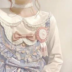 EverythingCuteClub Lolita Blouse Doll Collar / Navy Style Collar Top