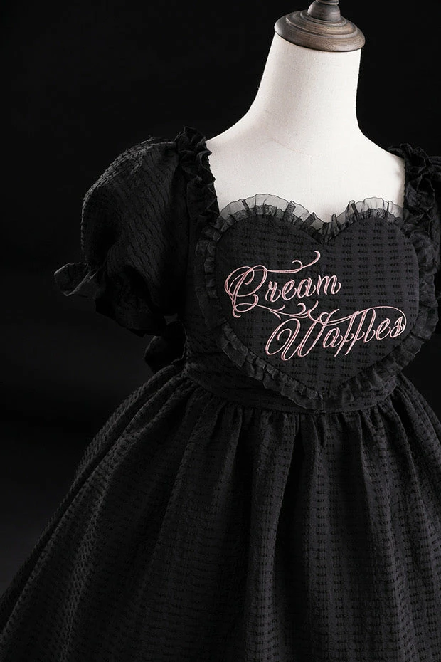 EverythingCuteClub Black Choco Cream Waffle Dolly Dress One Piece Dress 18 EverythingCuteClub Black Choco Cream Waffle Dolly Dress One Piece Dress