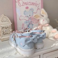 EverythingCuteClub Cats’ Tea Party Lolita Shoes Round Toes