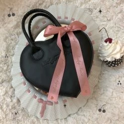 Baby Face Accessories Heart Shape Ribbon Mini Handbag Crossbody Bag