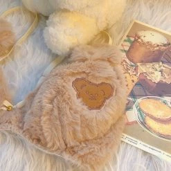 EverythingCuteClub Teddy Bear Fleece Bralette Girly Lingerie + Panties + Sleepwear + Socks