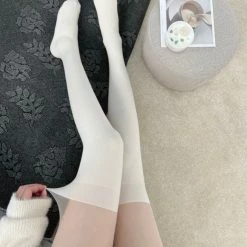 EverythingCuteClub Splicing White Pantyhose Stocking