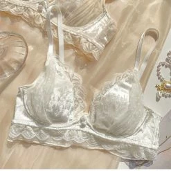 EverythingCuteClub Lingerie + Panties + Sleepwear + Socks Velvet White Rose Bralette 13 EverythingCuteClub Lingerie + Panties + Sleepwear + Socks Velvet White Rose Bralette