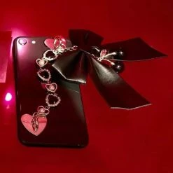 EverythingCuteClub Phone Cases + Ipad Cases Phone Chain Gold/silver Colour Love Heart