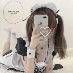 EverythingCuteClub Maid Cafe Cosplay Costume Lingerie Lounge Set Lingerie + Panties + Sleepwear + Socks