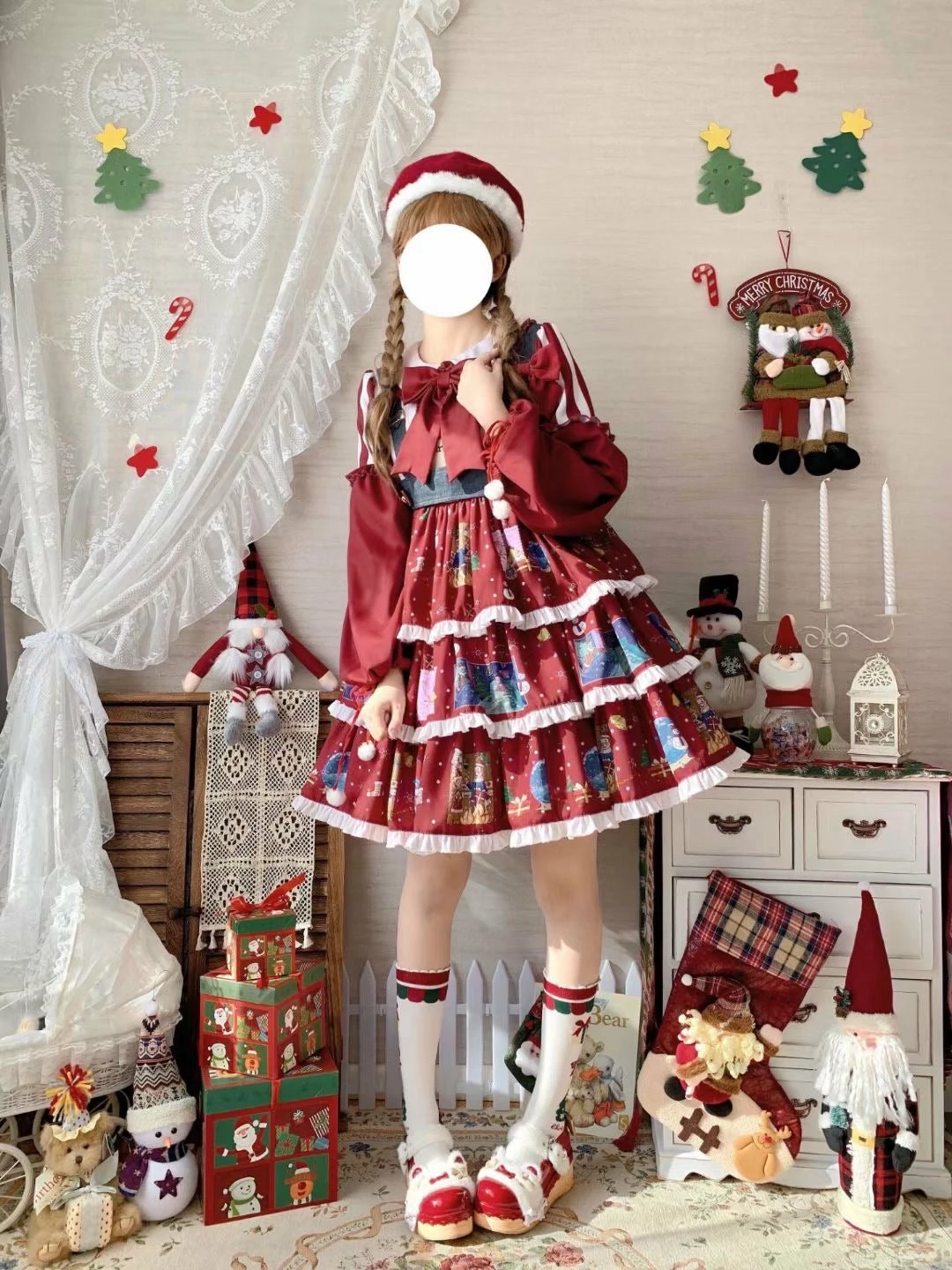 EverythingCuteClub Dress + Rompers The Letter After Christmas Lolita Set Dress + Vest+ Elk Cloak 5 EverythingCuteClub Dress + Rompers The Letter After Christmas Lolita Set Dress + Vest+ Elk Cloak