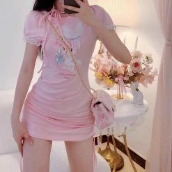 EverythingCuteClub Dress + Rompers Petit Girl Rabbit T-shirt Dress Pinky Color