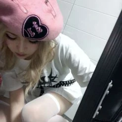 EverythingCuteClub Handmade Pinky Skeleton Berets / Hair Pin