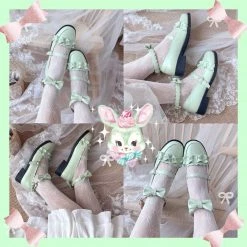 EverythingCuteClub Meiruru Leather Shoes Low Heel Sheep Puff Accessories 39 EverythingCuteClub Meiruru Leather Shoes Low Heel Sheep Puff Accessories