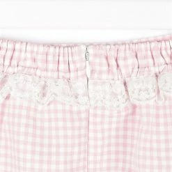EverythingCuteClub Check Skirt Girly Lace Bottom