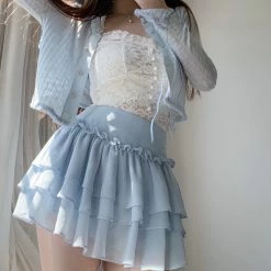 EverythingCuteClub Tied Rope Blue Tutu Skirt Bottom