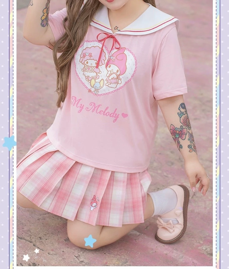 EverythingCuteClub Plus Size More Kawaii Pre-order Sanrio Character T-shirt Navy Collar 5 EverythingCuteClub Plus Size More Kawaii Pre-order Sanrio Character T-shirt Navy Collar
