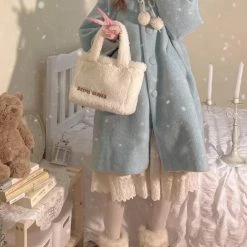 EverythingCuteClub Sweetheart Continent Bowknot Blue Coat