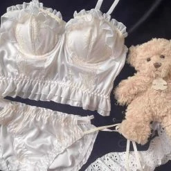 EverythingCuteClub Lingerie + Panties + Sleepwear + Socks Layer Cheese Bralette Lingerie Set