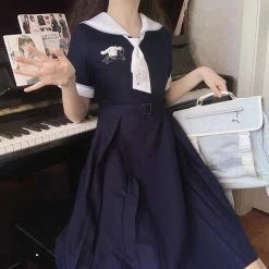 EverythingCuteClub Dress + Rompers Pre-order Sanrio Collaboration 2021 SS Cinnamoroll Short Sleeve Seifuku Dress