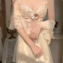 EverythingCuteClub Tipsy Rose Lingerie Set Night Dress Lingerie + Panties + Sleepwear + Socks