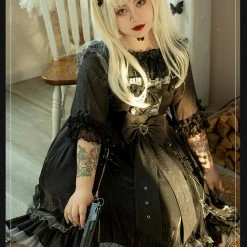 EverythingCuteClub Plus Size Goth Lolita Metal Heart Dress