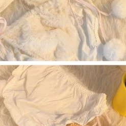 EverythingCuteClub Teddy Bear Fleece Bralette Girly Lingerie + Panties + Sleepwear + Socks