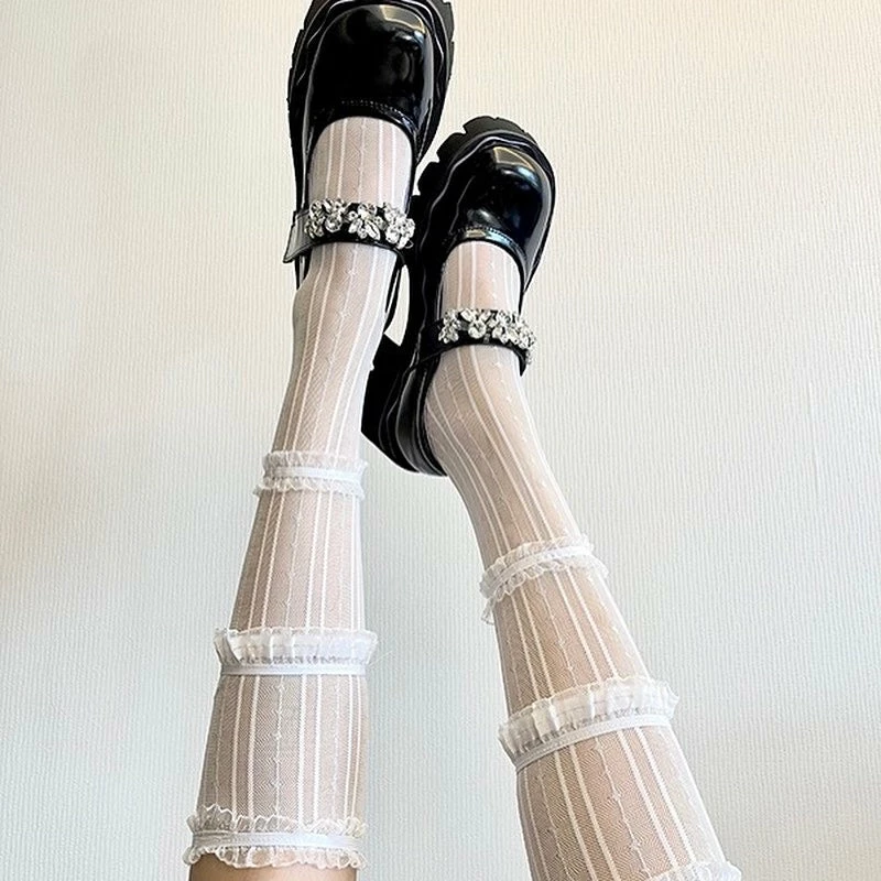 EverythingCuteClub White Lace Retro Calf Socks Knee High Buy 2 Get 1 Free 3 EverythingCuteClub White Lace Retro Calf Socks Knee High Buy 2 Get 1 Free