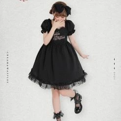 EverythingCuteClub Black Choco Cream Waffle Dolly Dress One Piece Dress 29 EverythingCuteClub Black Choco Cream Waffle Dolly Dress One Piece Dress