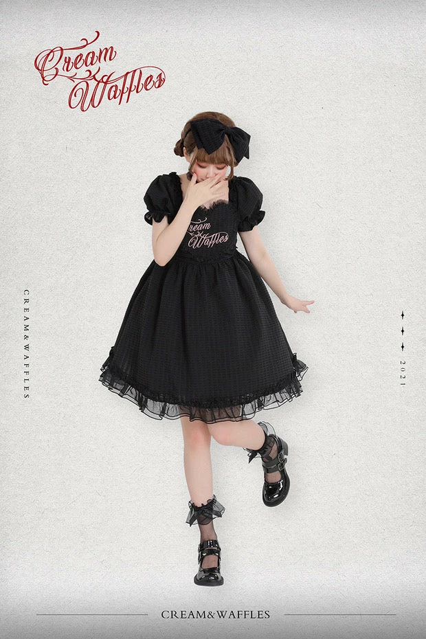 EverythingCuteClub Black Choco Cream Waffle Dolly Dress One Piece Dress 11 EverythingCuteClub Black Choco Cream Waffle Dolly Dress One Piece Dress