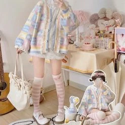 EverythingCuteClub Colourful Bear Cardigan