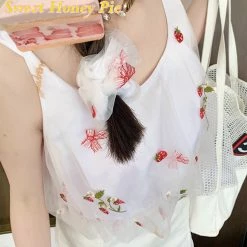 EverythingCuteClub Strawberry Mesh Top Vest