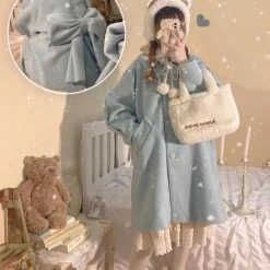 EverythingCuteClub Sweetheart Continent Bowknot Blue Coat