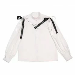 Savior Cross Ribbon Hollow Out White Shirt 8 Savior Cross Ribbon Hollow Out White Shirt