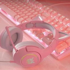 EverythingCuteClub Keyboard+Headphones +Mouses Pink Ear Cat Headphone