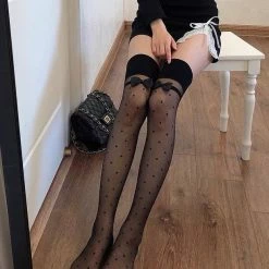 EverythingCuteClub Dot Bowknot Thigh Stocking Buy 2 Get 1 Free Lingerie + Panties + Sleepwear + Socks