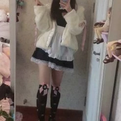 EverythingCuteClub Love Heart Maid Dress Cosplay Sexy And Cute Lingerie Lingerie + Panties + Sleepwear + Socks