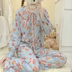 EverythingCuteClub Short Cake Pattern Pyjamas Pajamas Dress/ Pyjamas Set