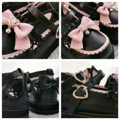 EverythingCuteClub Cats’ Tea Party Lolita Shoes Round Toes